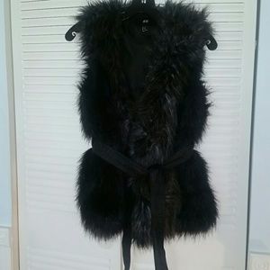 COPY - Dark blue and grey Faux fur vest